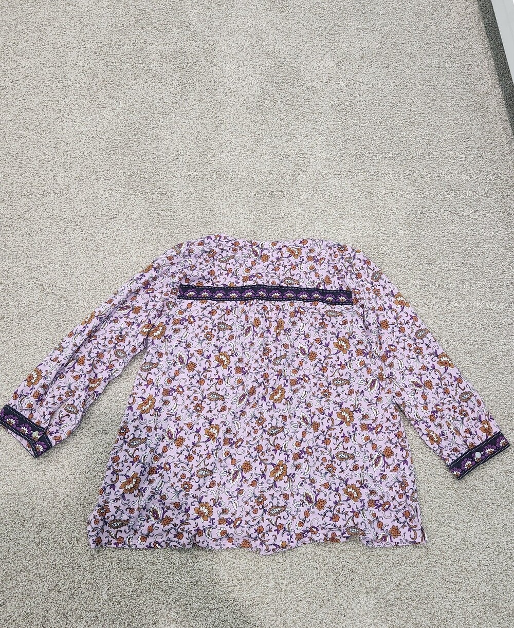 J Jill M Purple Floral Long Sleeve Womens Top, Like New - Picture 3 of 6
